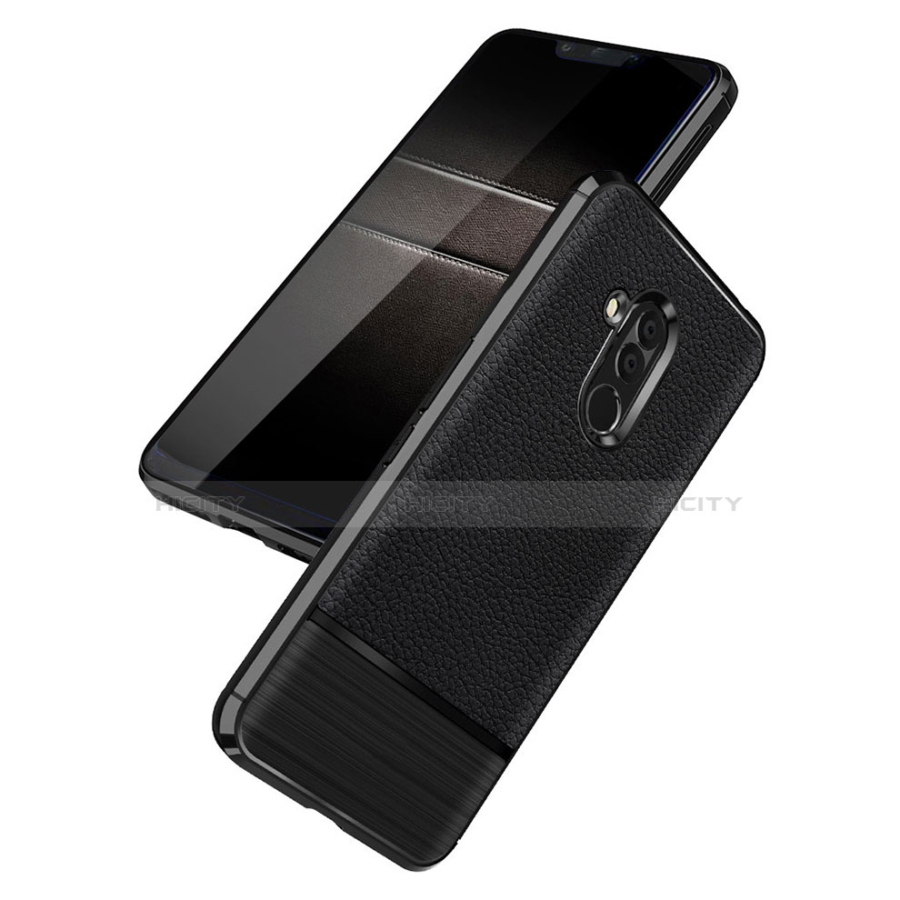 Funda Silicona Goma de Cuero W01 para Huawei Mate 20 Lite Negro