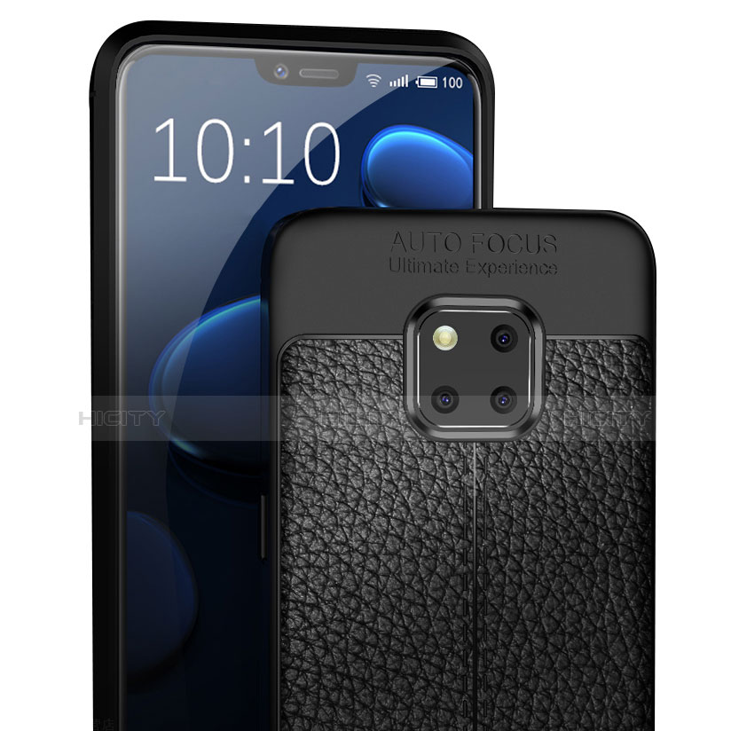 Funda Silicona Goma de Cuero W01 para Huawei Mate 20 Pro Negro