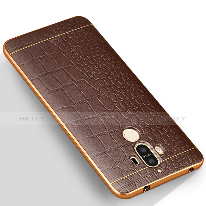 Funda Silicona Goma de Cuero W01 para Huawei Mate 9 Marron