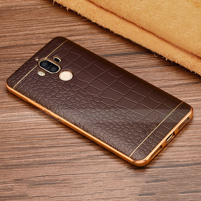 Funda Silicona Goma de Cuero W01 para Huawei Mate 9 Marron