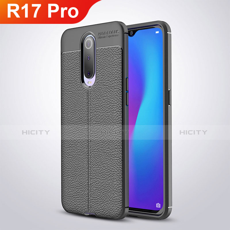 Funda Silicona Goma de Cuero W01 para Oppo R17 Pro Negro