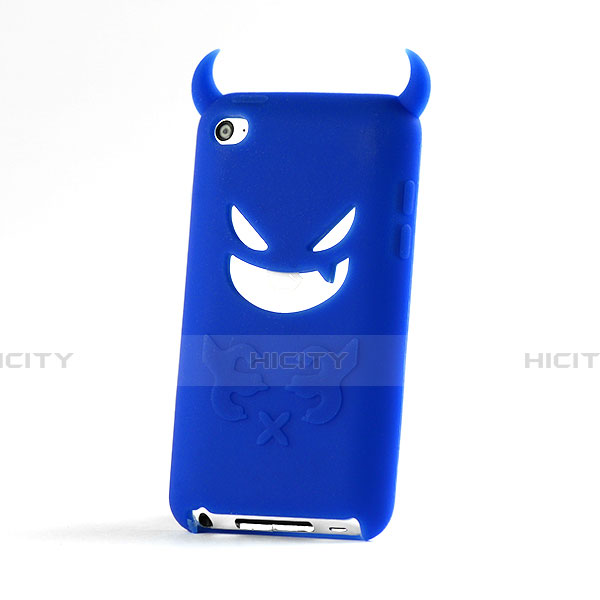 Funda Silicona Goma Demonio Diablo para Apple iPod Touch 4 Azul