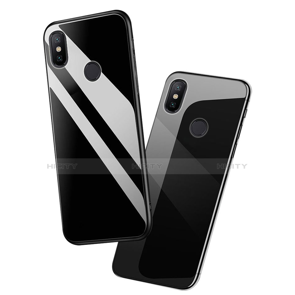 Funda Silicona Goma Espejo con Anillo de dedo Soporte para Xiaomi Mi 6X Negro