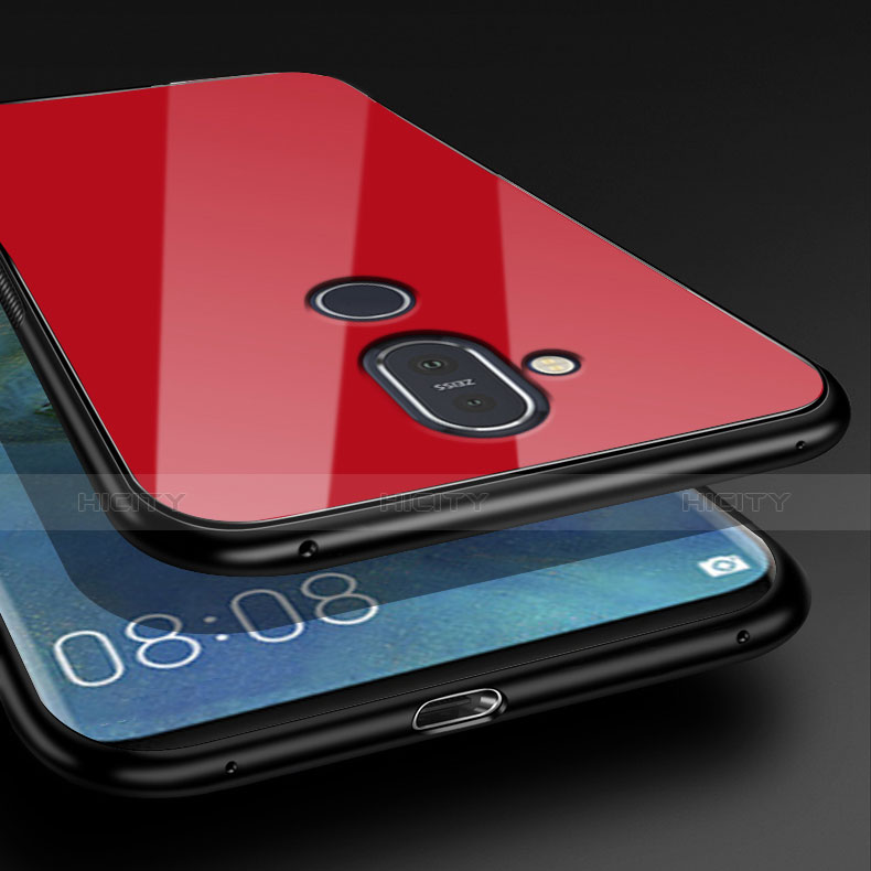 Funda Silicona Goma Espejo para Nokia 7.1 Plus Rojo