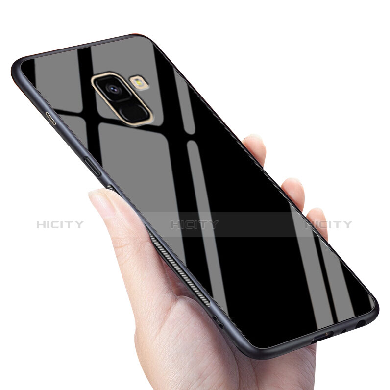 Funda Silicona Goma Espejo para Samsung Galaxy A8+ A8 Plus (2018) Duos A730F Negro