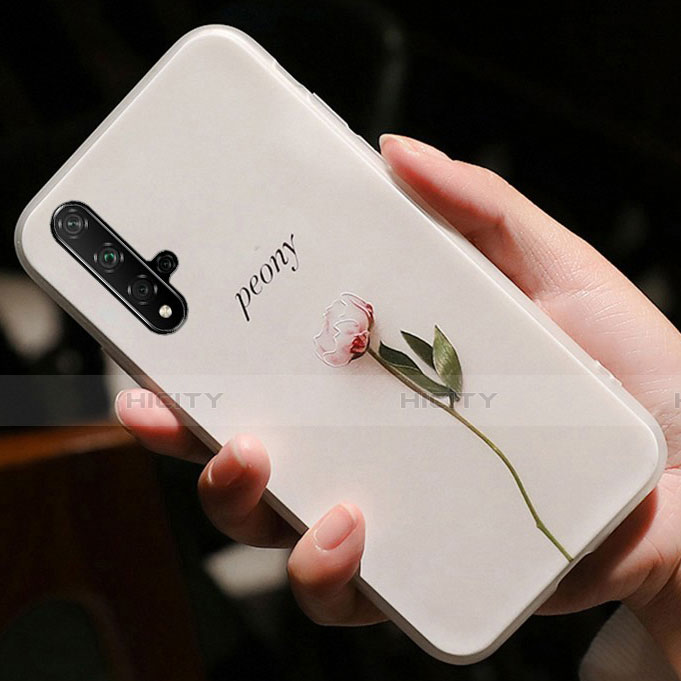 Funda Silicona Goma Flores para Huawei Honor 20 Rosa