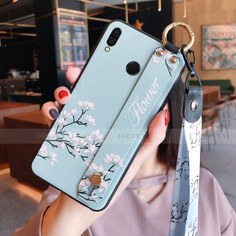 Funda Silicona Goma Flores para Huawei Honor V10 Lite Cian