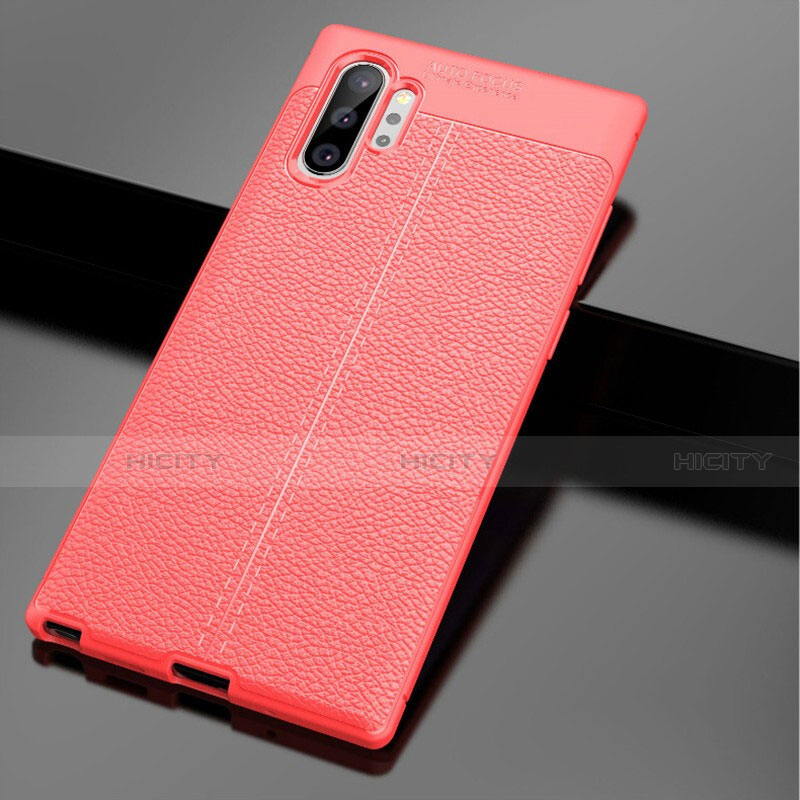 Funda Silicona Goma G01 de Cuero Carcasa para Samsung Galaxy Note 10 Plus Rojo
