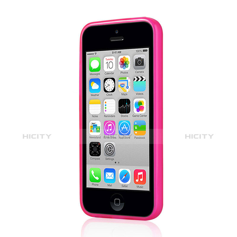 Funda Silicona Goma Mate para Apple iPhone 5C Rosa Roja