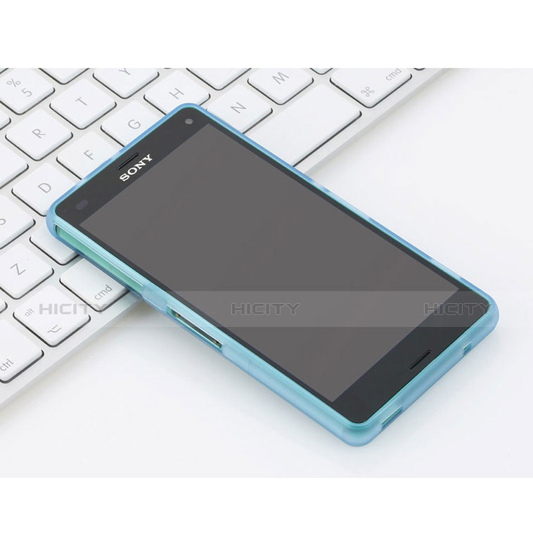 Funda Silicona Goma Mate para Sony Xperia Z3 Compact Azul Cielo