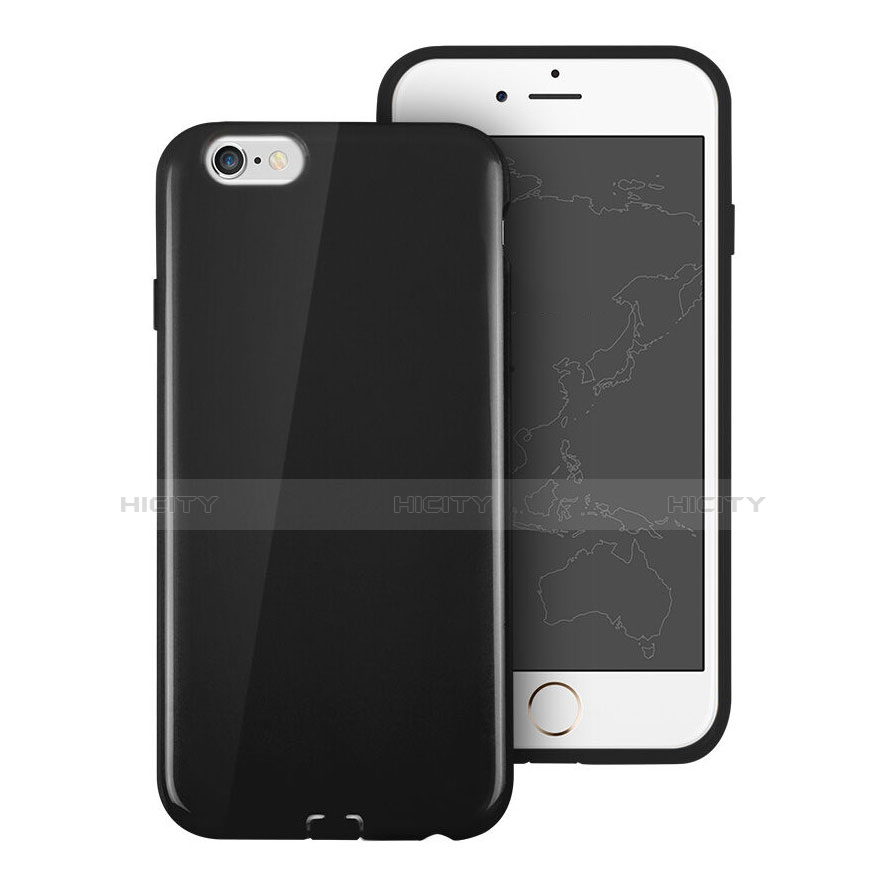 Funda Silicona Goma para Apple iPhone 6 Negro