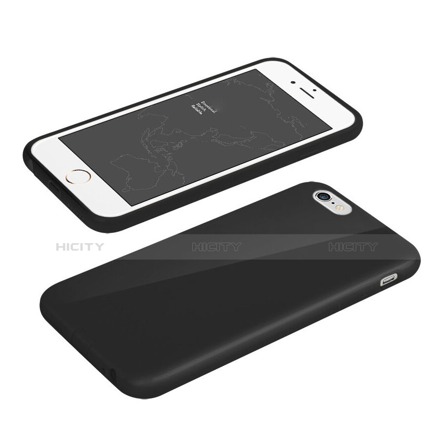 Funda Silicona Goma para Apple iPhone 6 Negro