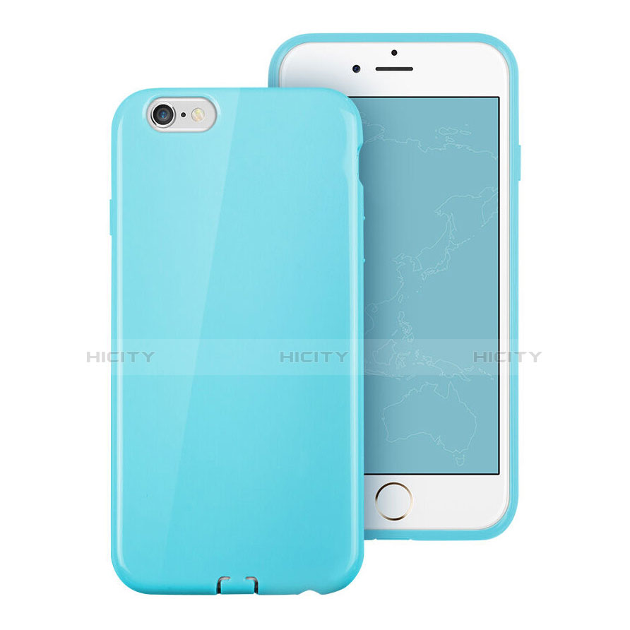 Funda Silicona Goma para Apple iPhone 6S Azul Cielo
