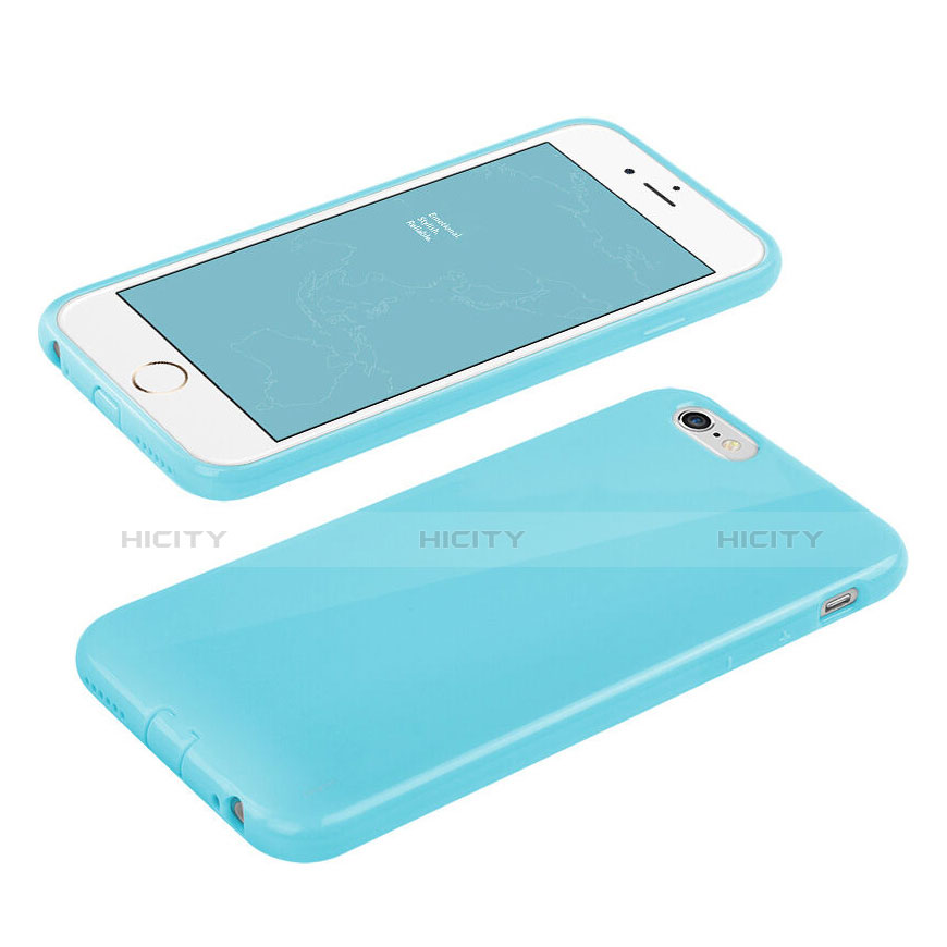 Funda Silicona Goma para Apple iPhone 6S Plus Azul Cielo