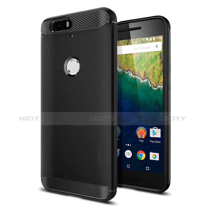 Funda Silicona Goma para Google Nexus 6P Negro