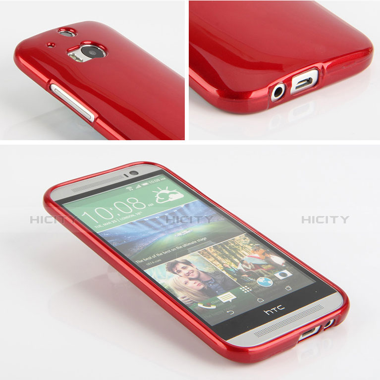 Funda Silicona Goma para HTC One M8 Rojo