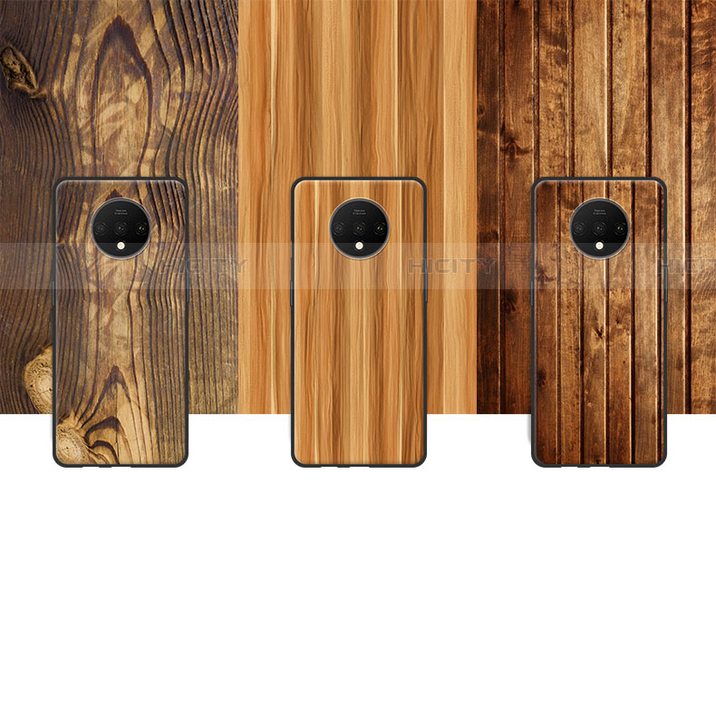 Funda Silicona Goma Patron de Grano de Madera para OnePlus 7T