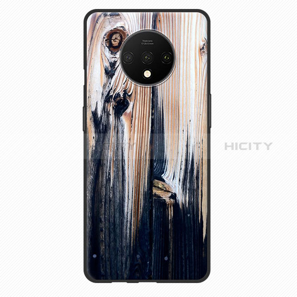 Funda Silicona Goma Patron de Grano de Madera para OnePlus 7T