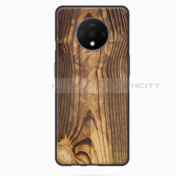 Funda Silicona Goma Patron de Grano de Madera para OnePlus 7T