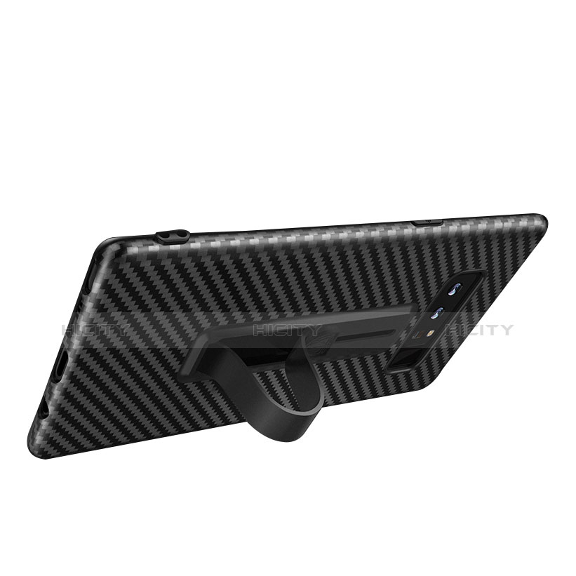 Funda Silicona Goma Twill con Anillo de dedo para Samsung Galaxy Note 8 Duos N950F Negro
