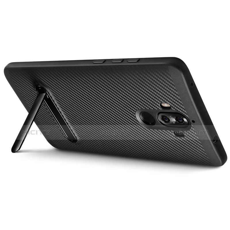 Funda Silicona Goma Twill con Soporte A01 para Huawei Mate 9 Negro