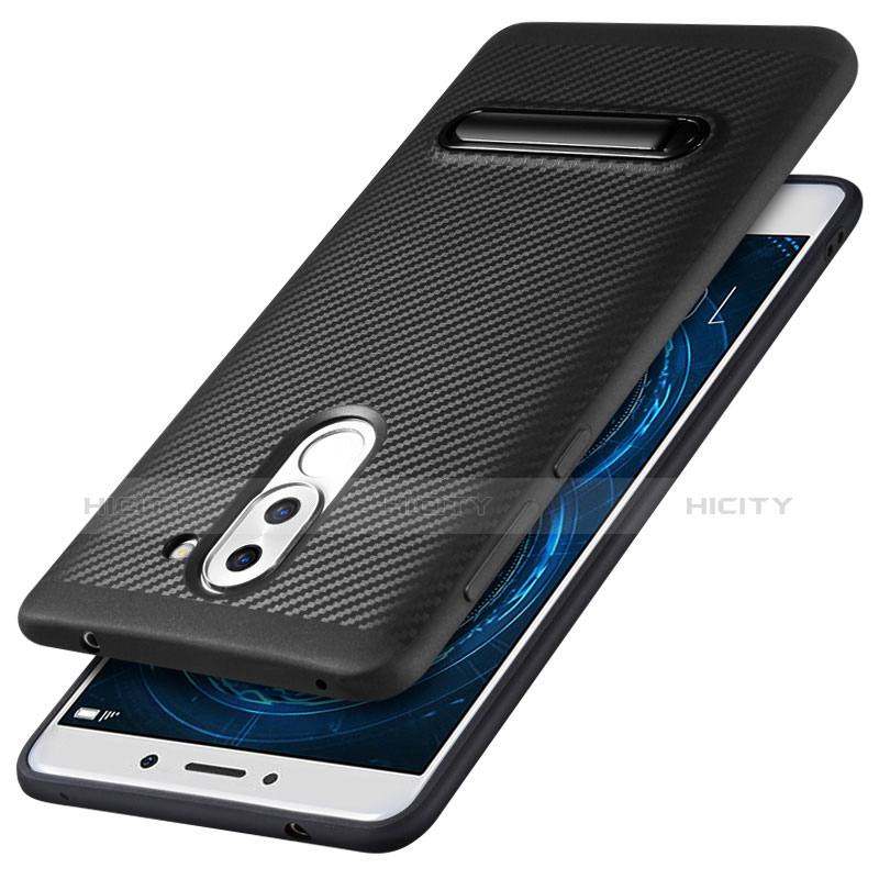 Funda Silicona Goma Twill con Soporte para Huawei Honor 6X Negro