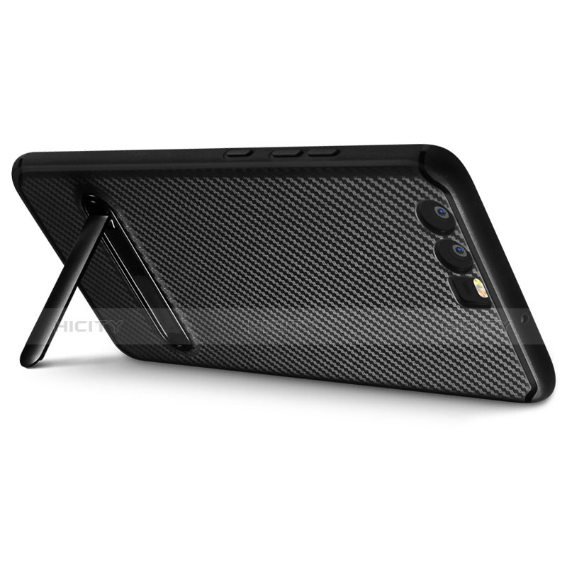 Funda Silicona Goma Twill con Soporte para Huawei P10 Negro