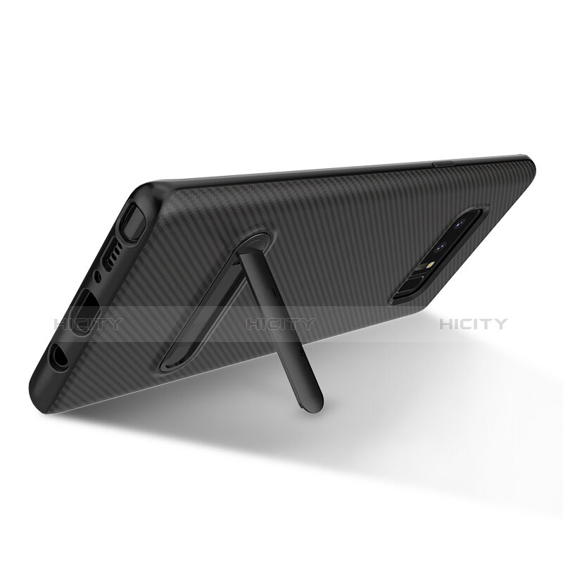 Funda Silicona Goma Twill con Soporte para Samsung Galaxy Note 8 Duos N950F Negro