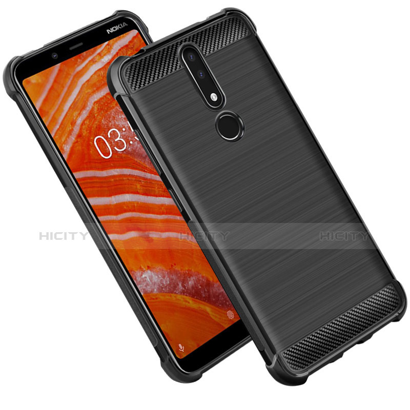 Funda Silicona Goma Twill para Nokia 3.1 Plus Negro