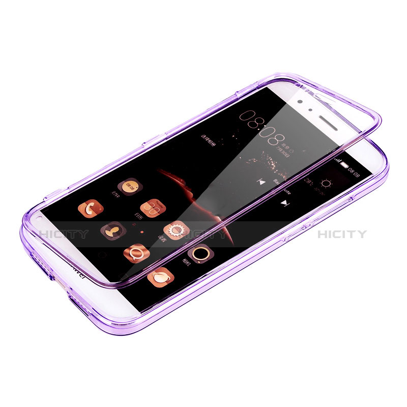 Funda Silicona Transparente Cubre Entero para Huawei G8 Morado