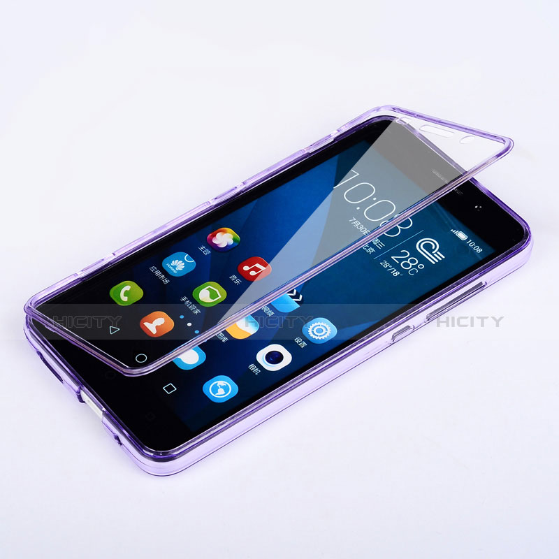 Funda Silicona Transparente Cubre Entero para Huawei Honor 4X Morado