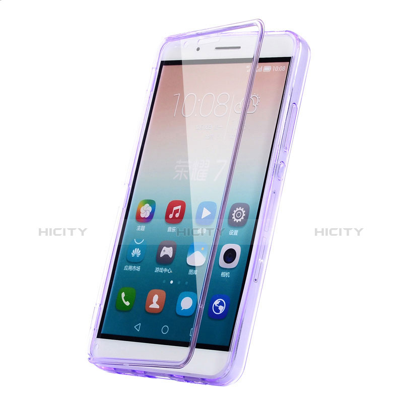 Funda Silicona Transparente Cubre Entero para Huawei Honor 7i shot X Morado