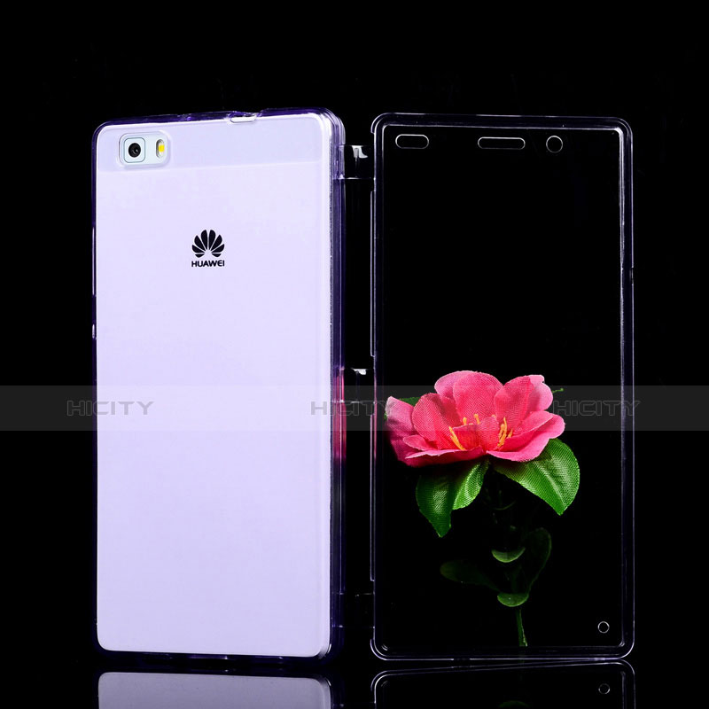 Funda Silicona Transparente Cubre Entero para Huawei P8 Lite Morado