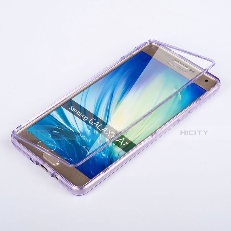 Funda Silicona Transparente Cubre Entero para Samsung Galaxy A7 Duos SM-A700F A700FD Morado