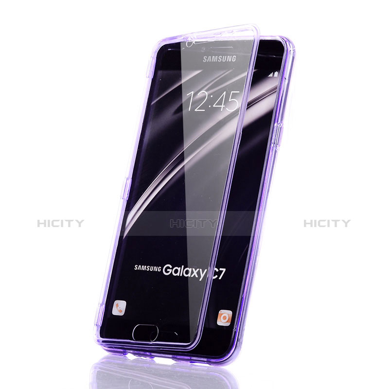 Funda Silicona Transparente Cubre Entero para Samsung Galaxy C7 SM-C7000 Morado