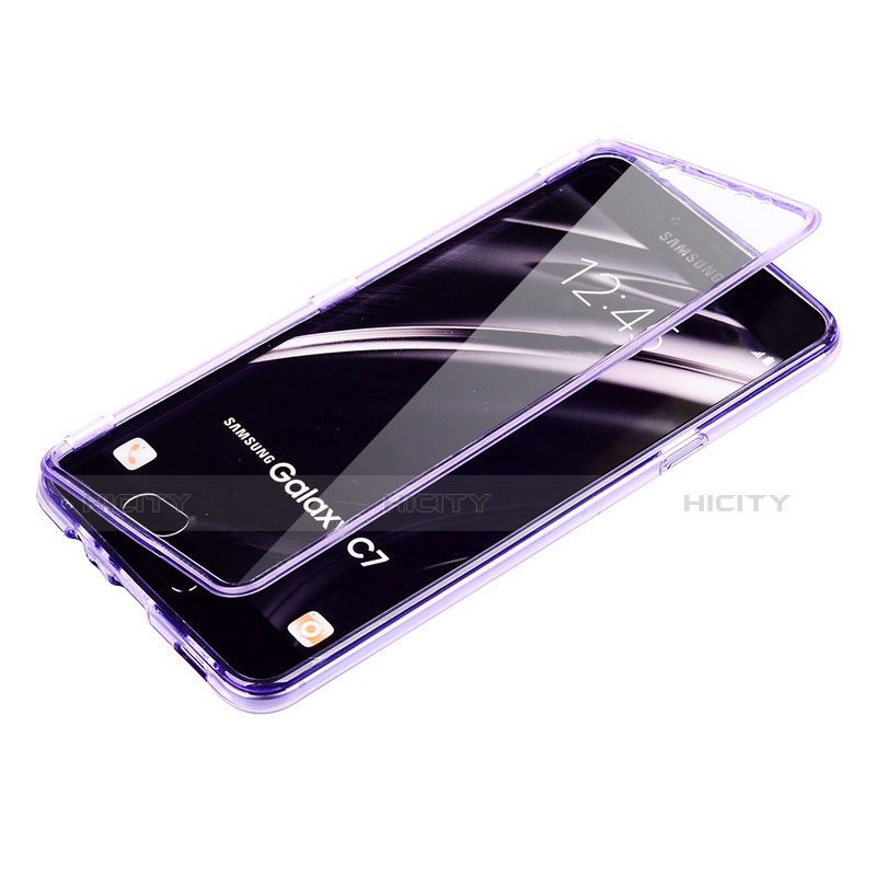 Funda Silicona Transparente Cubre Entero para Samsung Galaxy C7 SM-C7000 Morado