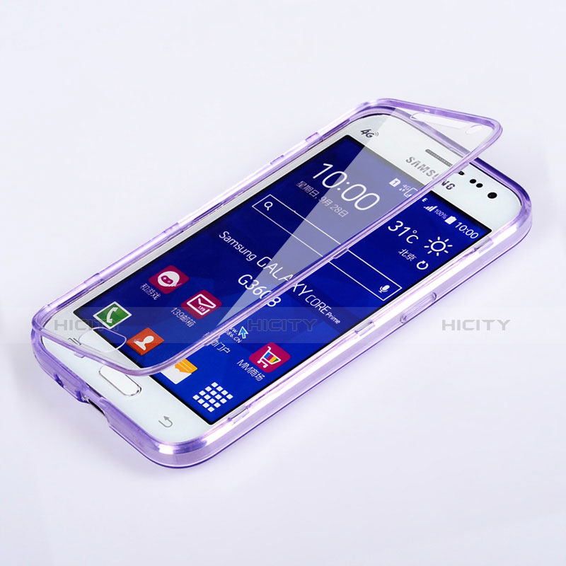 Funda Silicona Transparente Cubre Entero para Samsung Galaxy Core Prime G360F G360GY Morado