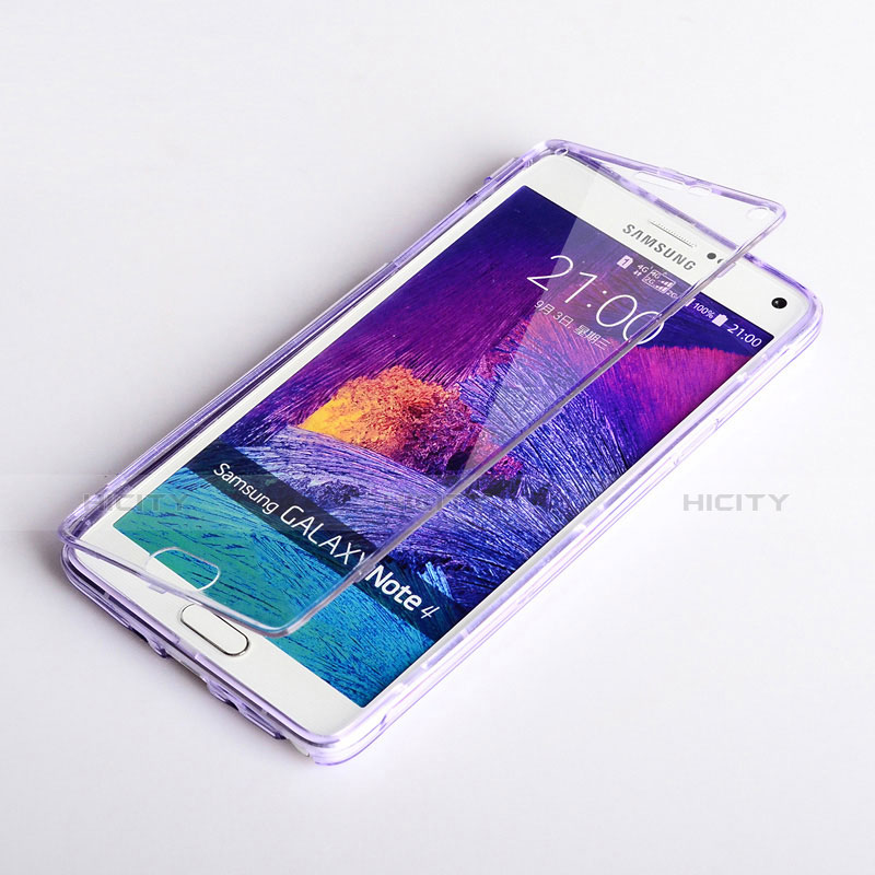 Funda Silicona Transparente Cubre Entero para Samsung Galaxy Note 4 SM-N910F Morado