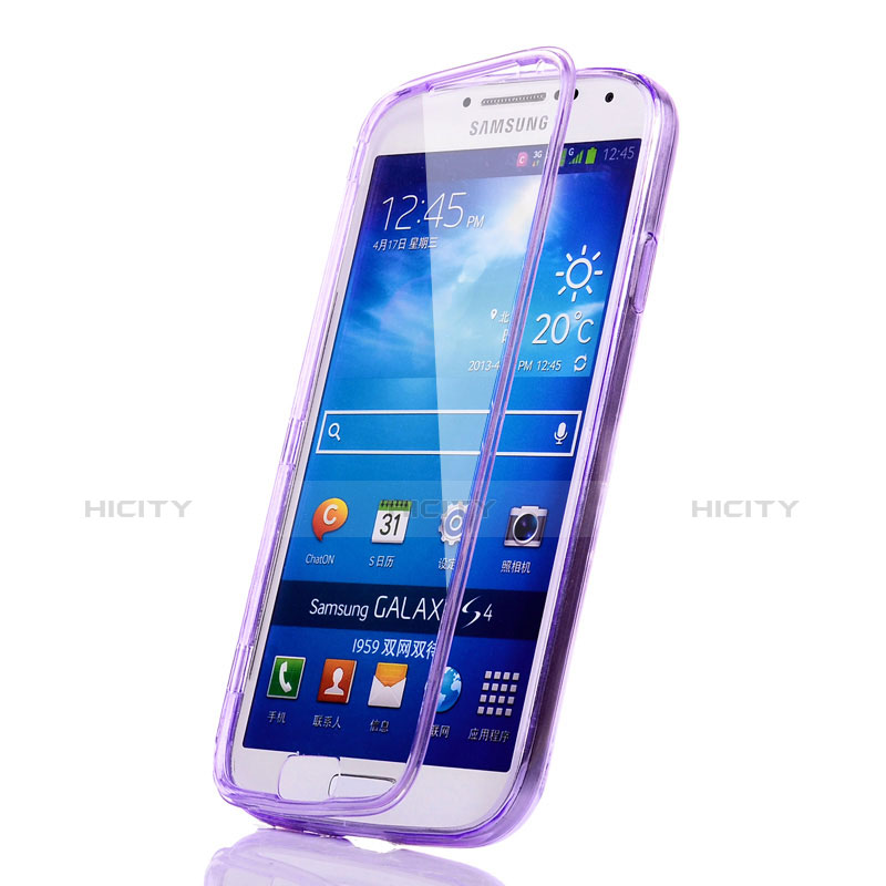 Funda Silicona Transparente Cubre Entero para Samsung Galaxy S4 i9500 i9505 Morado