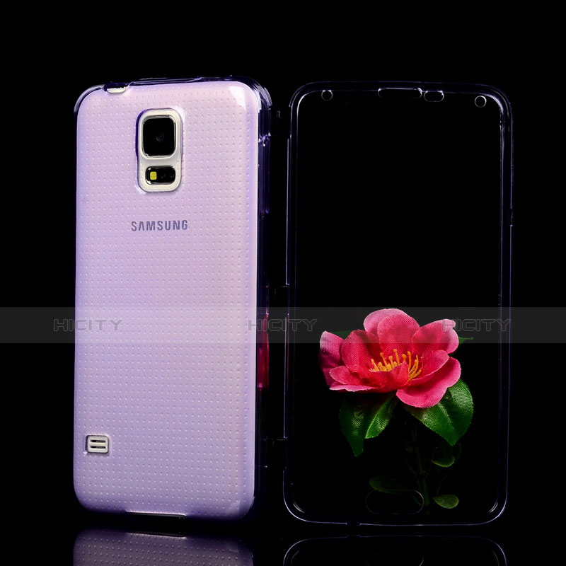 Funda Silicona Transparente Cubre Entero para Samsung Galaxy S5 Duos Plus Morado