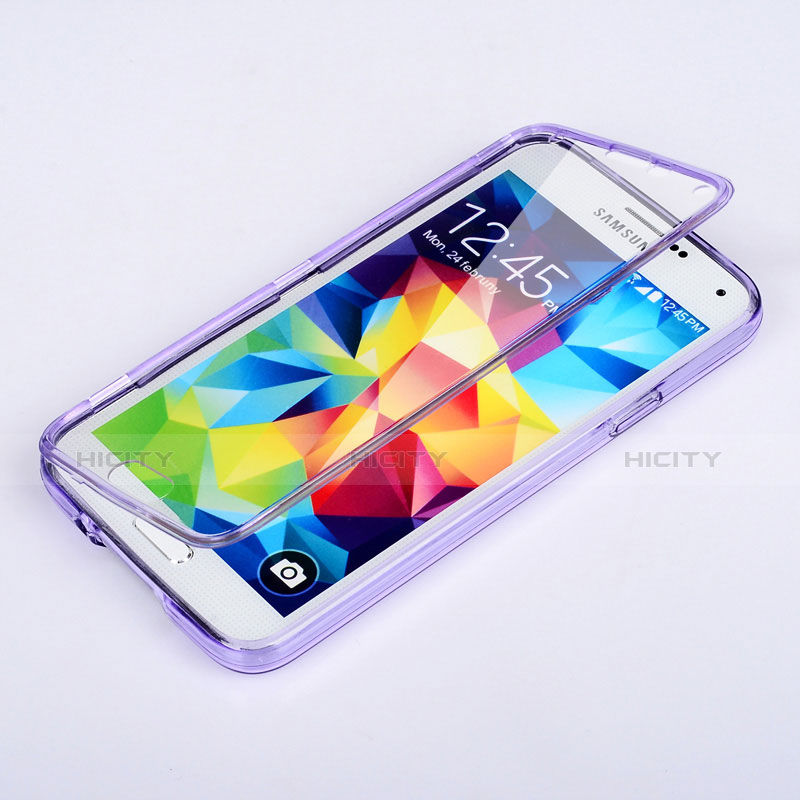 Funda Silicona Transparente Cubre Entero para Samsung Galaxy S5 G900F G903F Morado
