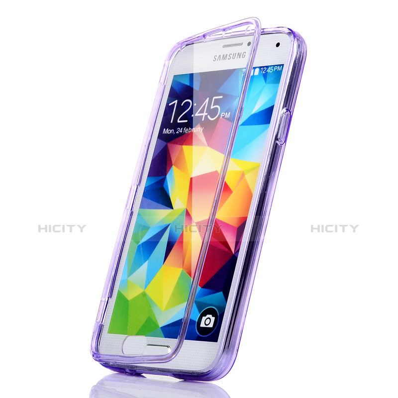 Funda Silicona Transparente Cubre Entero para Samsung Galaxy S5 G900F G903F Morado