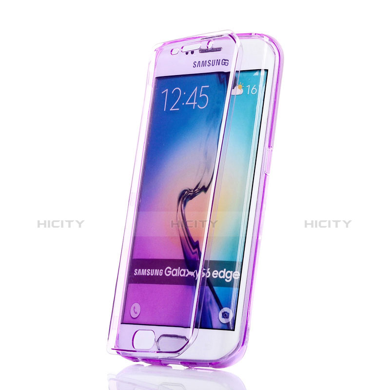 Funda Silicona Transparente Cubre Entero para Samsung Galaxy S6 Edge SM-G925 Morado