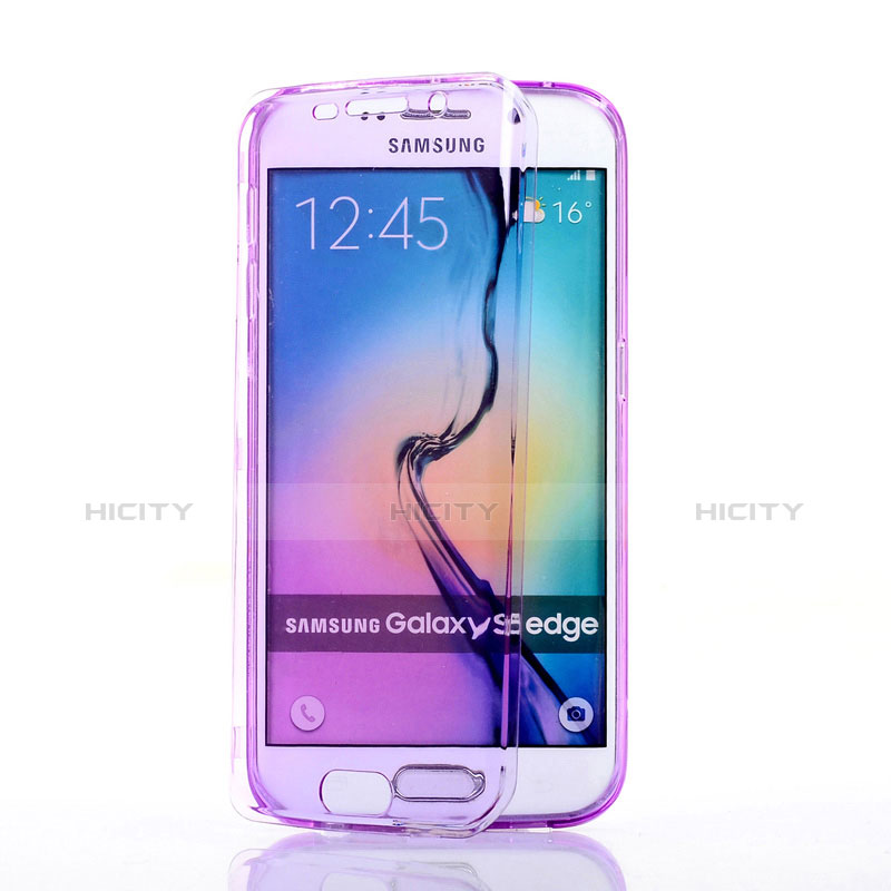 Funda Silicona Transparente Cubre Entero para Samsung Galaxy S6 Edge SM-G925 Morado