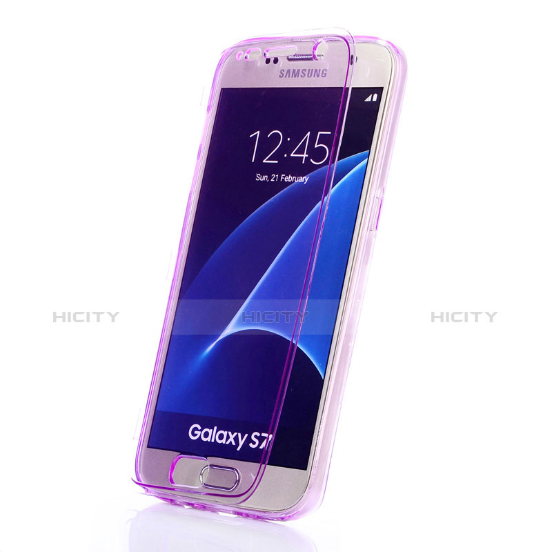 Funda Silicona Transparente Cubre Entero para Samsung Galaxy S7 G930F G930FD Morado