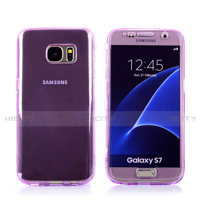 Funda Silicona Transparente Cubre Entero para Samsung Galaxy S7 G930F G930FD Morado