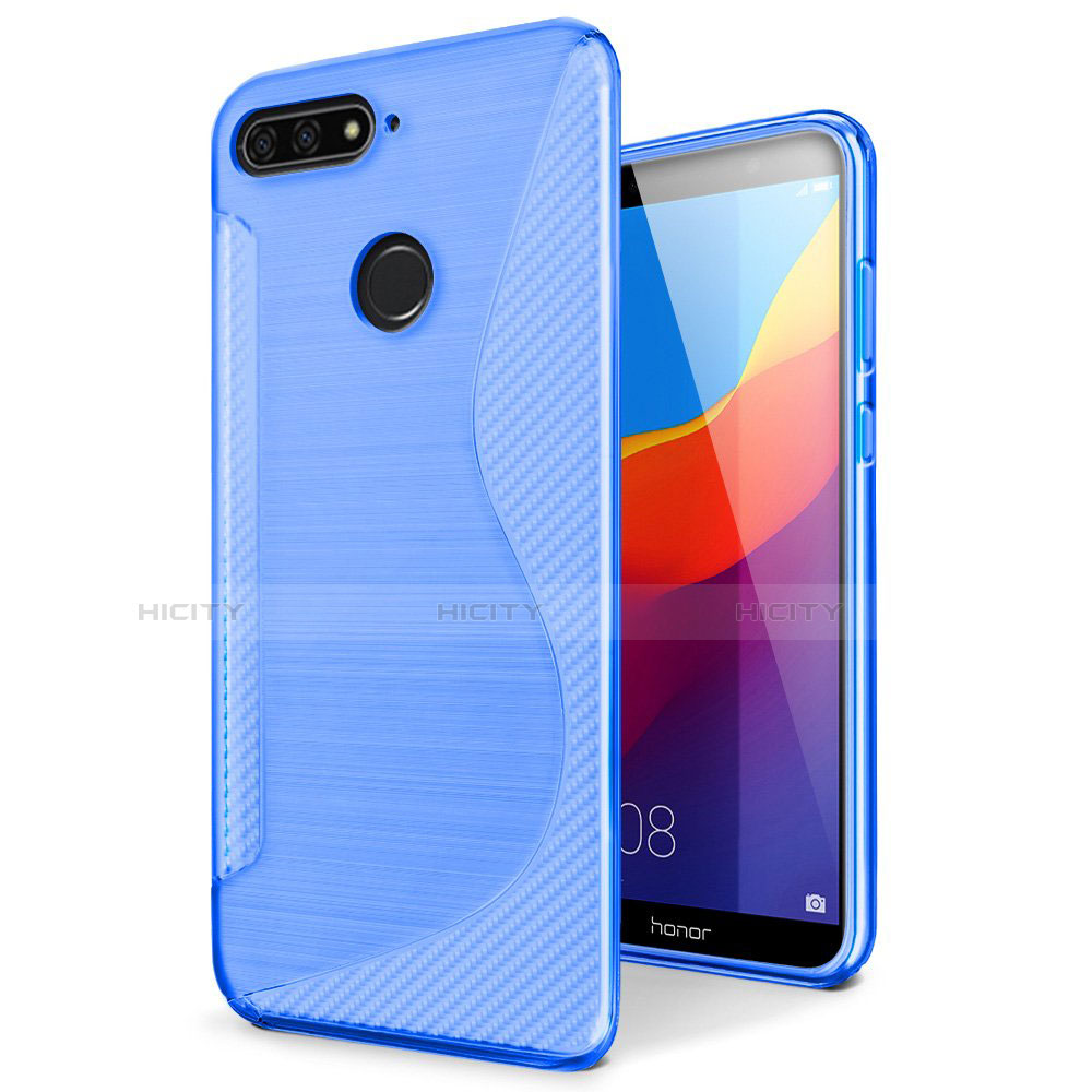 Funda Silicona Transparente S-Line Carcasa para Huawei Enjoy 8e Azul