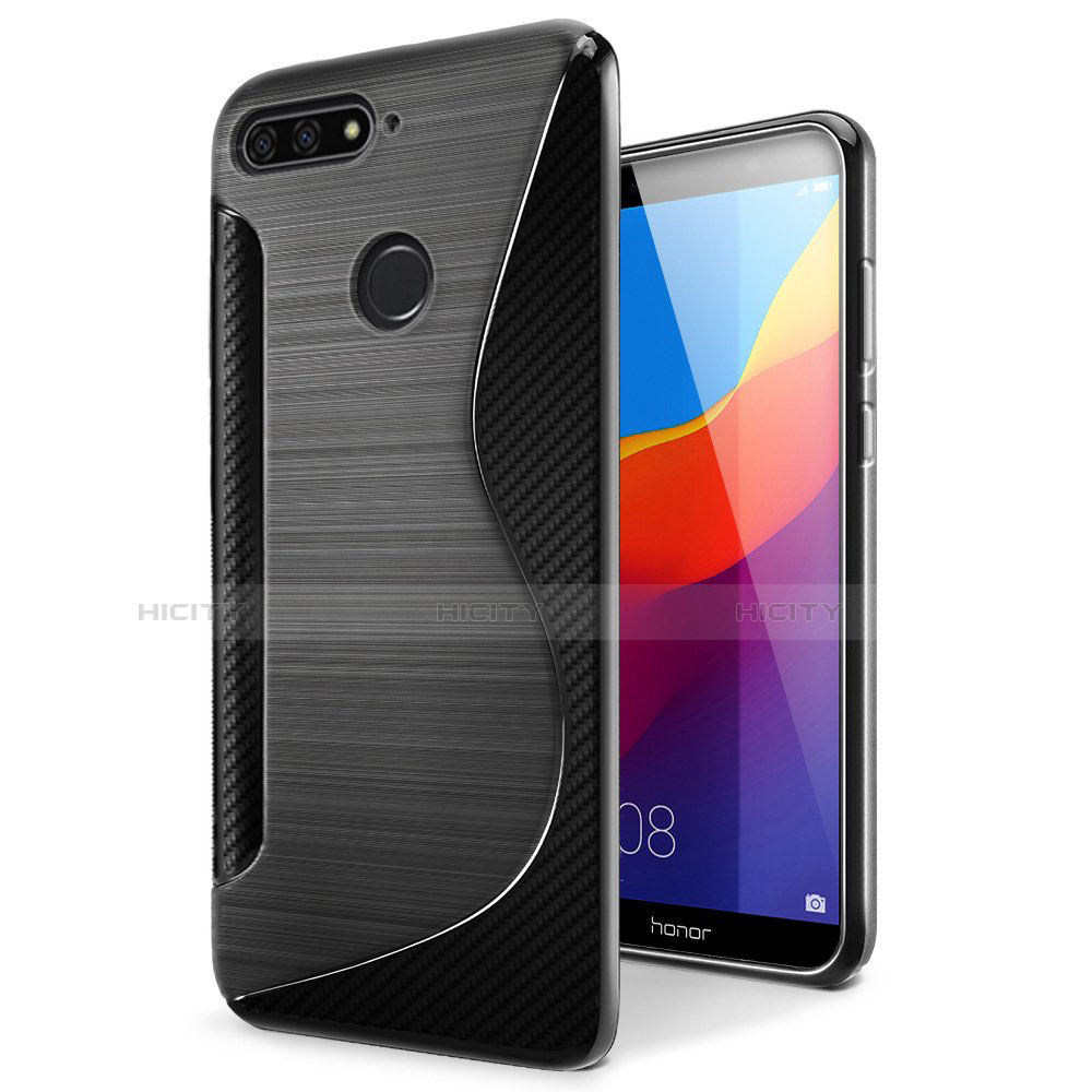 Funda Silicona Transparente S-Line Carcasa para Huawei Honor 7A Negro