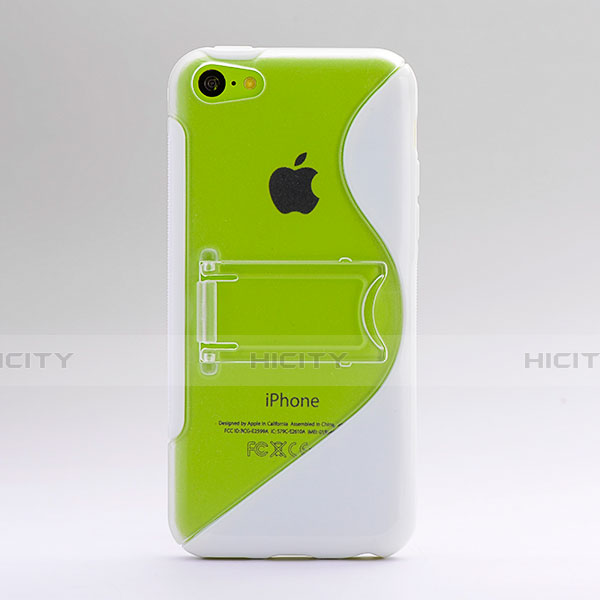 Funda Silicona Transparente S-Line con Soporte para Apple iPhone 5C Blanco