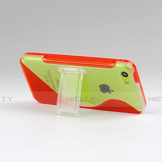 Funda Silicona Transparente S-Line con Soporte para Apple iPhone 5C Rojo